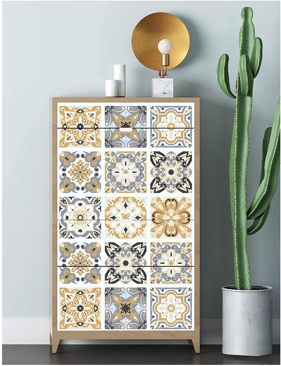 LUCKYYJ-Baldosas de Marruecos, papel tapiz extraíble Beige con múltiples salpicaduras, papel de Contacto autoadhesivo de vinilo para Baño