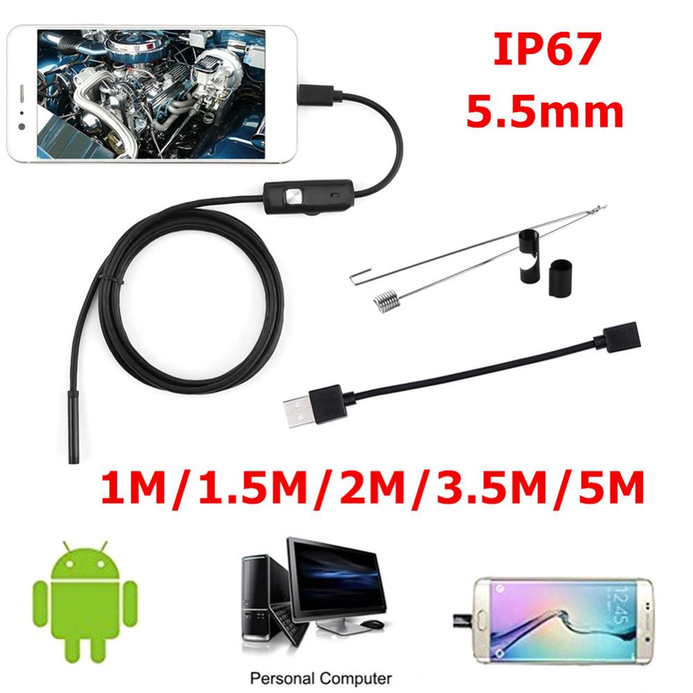 5.5mm 7mm endoscoopcamera 1m/1.5m/2m/3.5m/5m flexibele  ip67 waterdichte inspectie-endoscoopcamera voor android 6 leds verstelbaar: 3.5m / 5.5mm