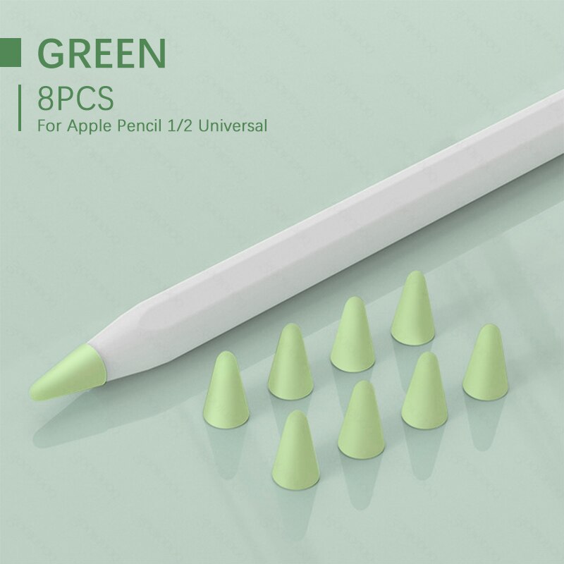8pcs Silicone Replacement Nib Protective Cover Skin for Apple Pencil tip Tablet stylus Touch Pen Nib Cover стилус для планшета: green