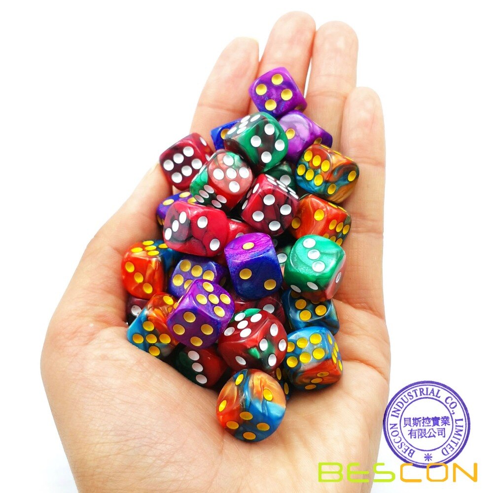 Bescon D6 12 Mm 36 Pcs Set, 12 Mm Zes Zijdige Sterven (36) Blok Van Dobbelstenen, diverse Gemini Kleuren Van Jungle