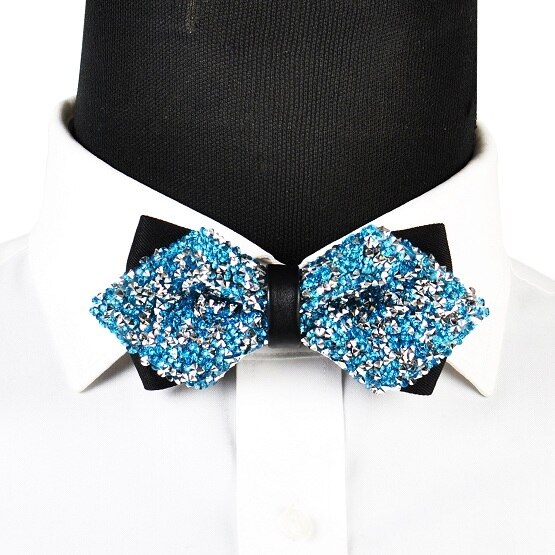 PYJTRL Luxury Diamond Bow Tie Glitter Crystal Rhinestone Men Tuxedo Bow Tie Triangle Adjustable for Wedding Party: Type 54262