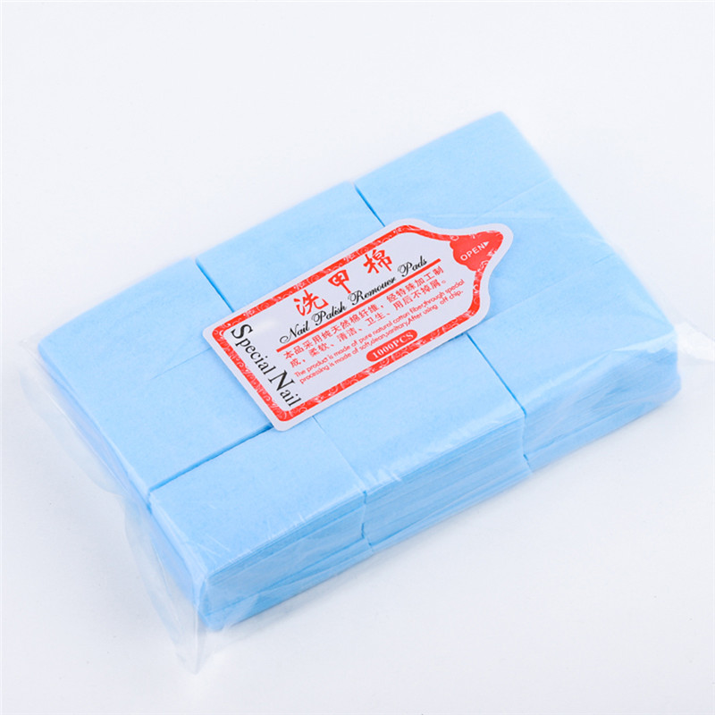 600 stk/pak bomuldsservietter uv gel neglespidser lakfjerner rengøringsmiddel fnugpapir pad iblødgør nail art rengøring manicure værktøj tslm 1: Himmelblå