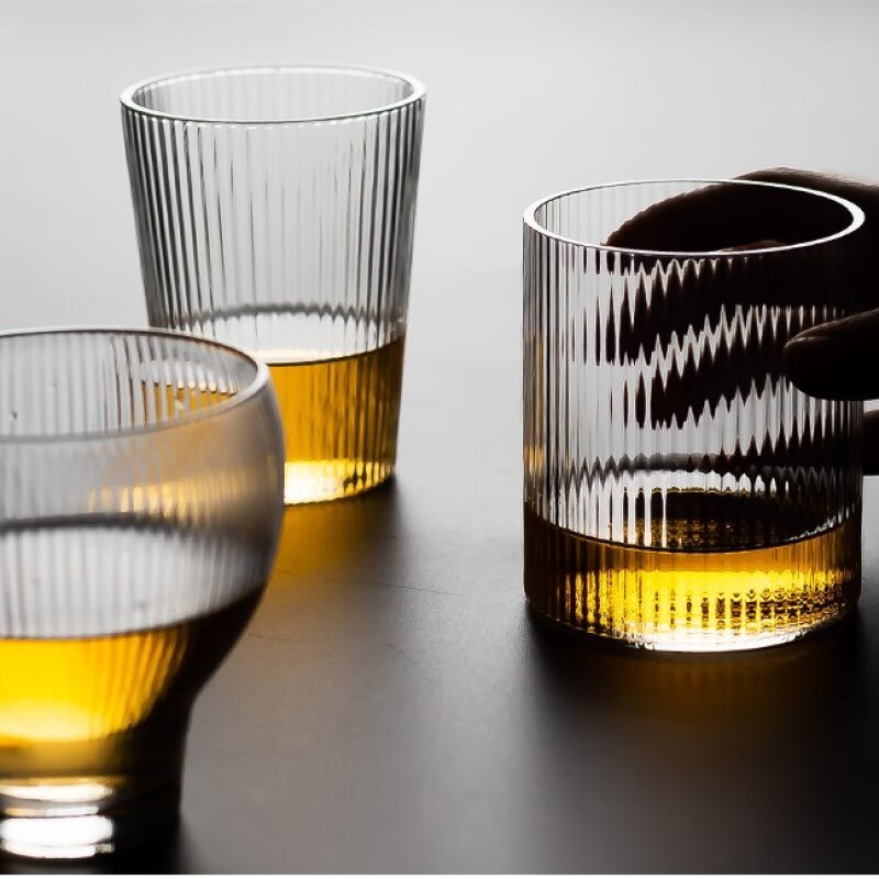 Japanese style simple wind heat resistant glass water cup tea cup wine cup cold drink glass flower tea green tea cup