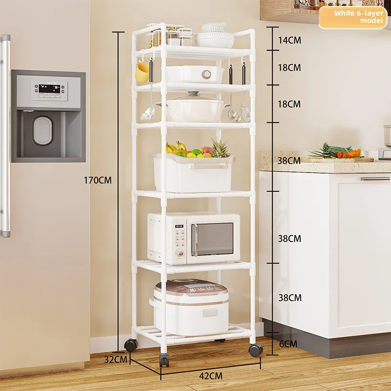 Keukenopbergrek Huishoudelijke planken met meerdere niveaus Magnetron Opbergrek Van vloer tot vloer Badkamer Pantry Keukenmeubilair: Deep Green