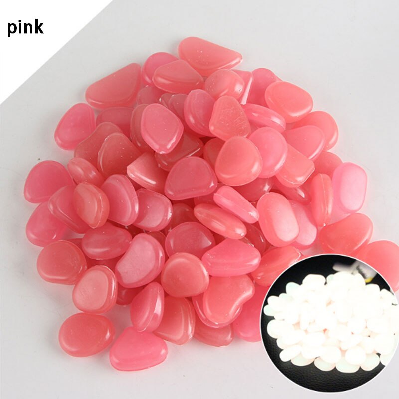 Garden Decoration 50Pcs Glow Stone for Jardin Garden Pebbles Glow Stones Rocks for Park Path Patio Lawn Decor Luminous Stones: Pink