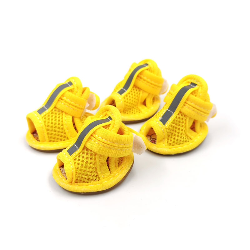 Schoenen Voor Honden Chihuahua Zomer Puppy Pet Cat Schoenen Zacht Ademend Hond Sandalen Anti-Slip Pet Hond Schoen Snoep kleuren Dierbenodigdheden: YELLOW / 4