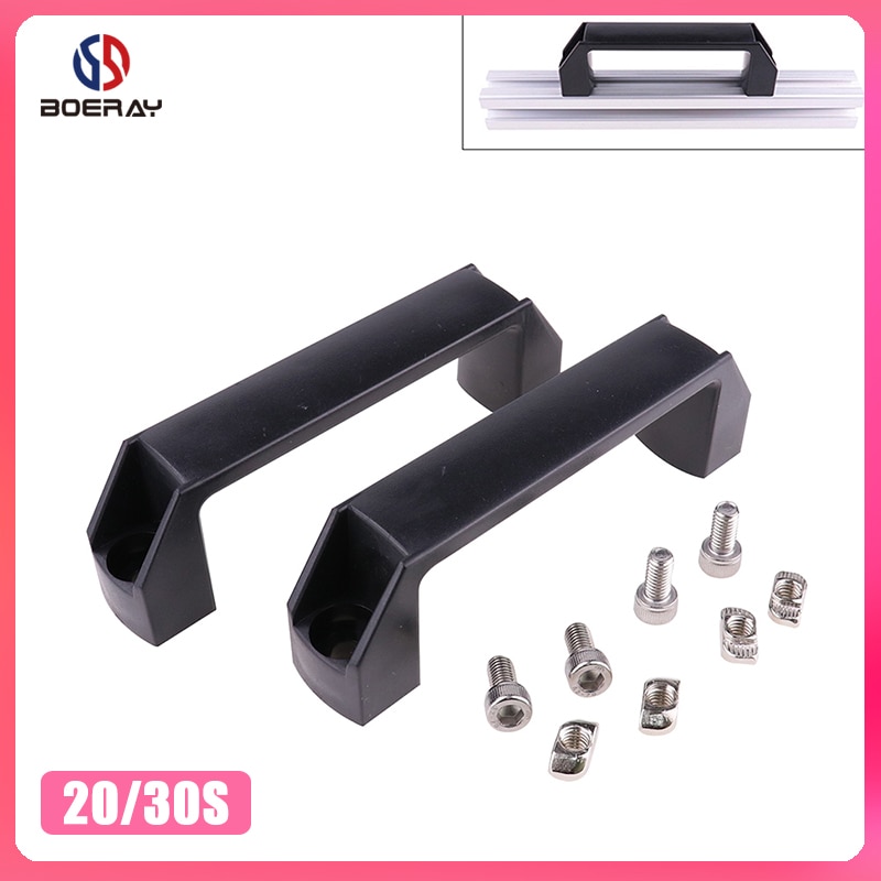 2 stk plastik nylon t slot sort dørhåndtag til aluminium ekstruderingsprofil  /3030/4040/4545- serie med slot 6mm/8mm/10mm