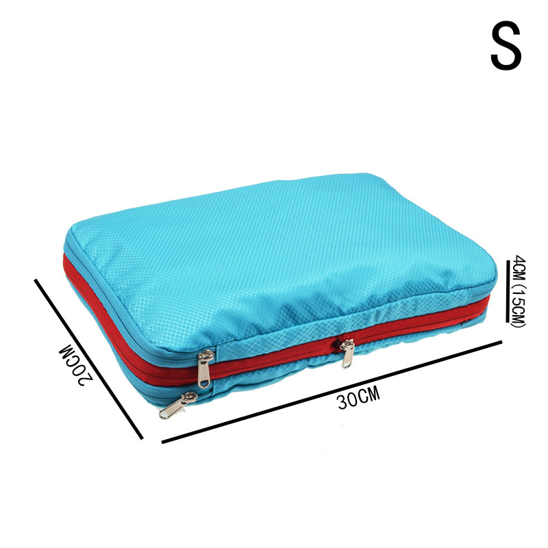Double Layer Compression Packing Cubes Travel Luggage Organizer Waterproof Packing Cube 7 Colors Large Medium and Small 3 Sets: Sky blue S