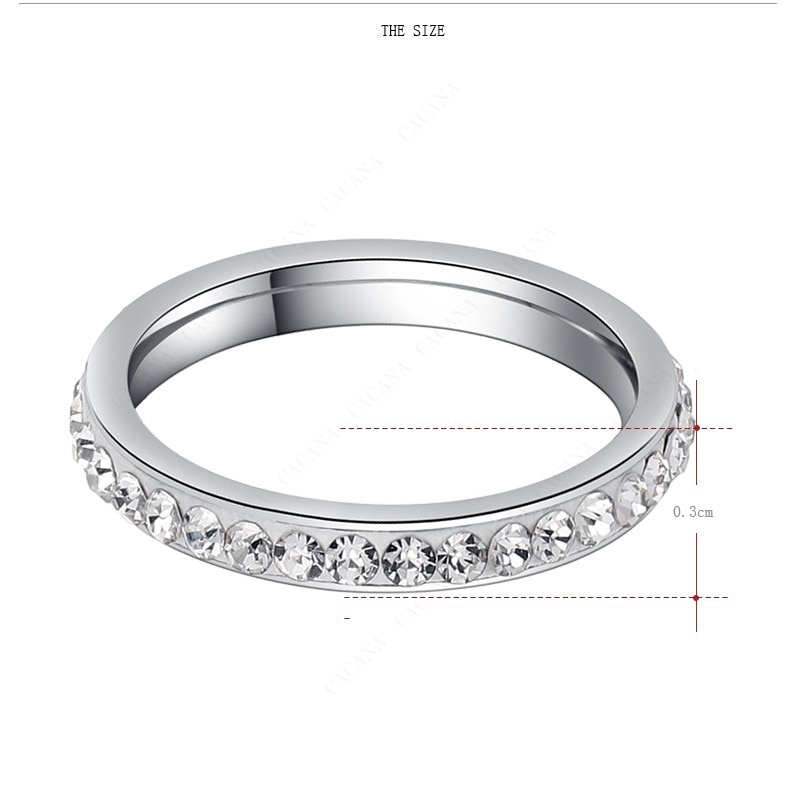 DOTIFI 316L Stainless Steel Rings For Women Gold Color Crystal Engagement Wedding Ring Jewelry