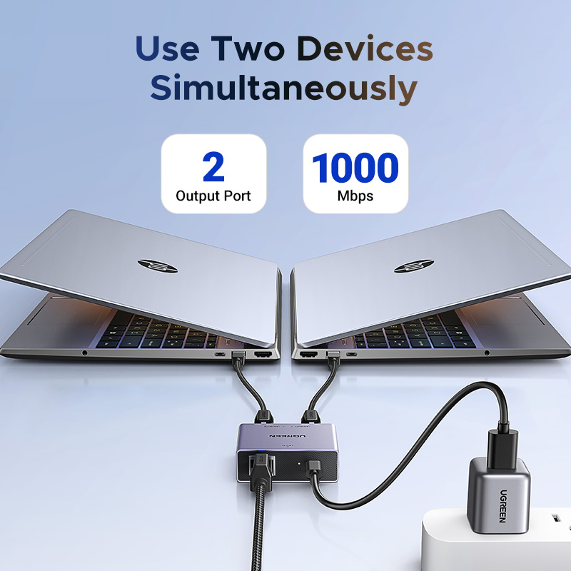 UGREEN 1000 Mbps RJ45 Splitter 1 tot 2 Ethernet Adapter Lan Connector rj45 Splitter Switch Koppeling voor PC Laptop TV box Router