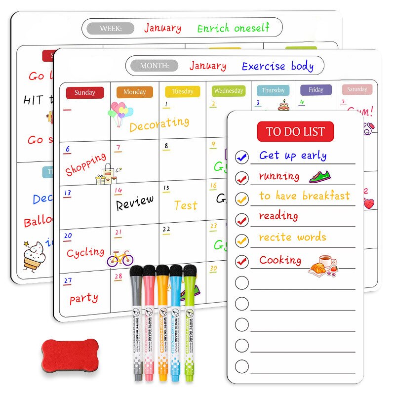 Magnetic Dry Erase Calendar Whiteboard Fridge Magnet Daily Message Stickers For Organizer Schedule Planner To Do List Notepad