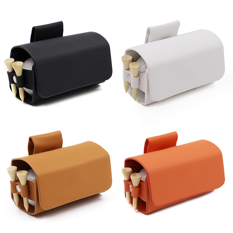 Golfväskor, resefodral, golfbollsväska, bärbar midjeväska i pu-läder för 2 golfbollar och 4 golftees