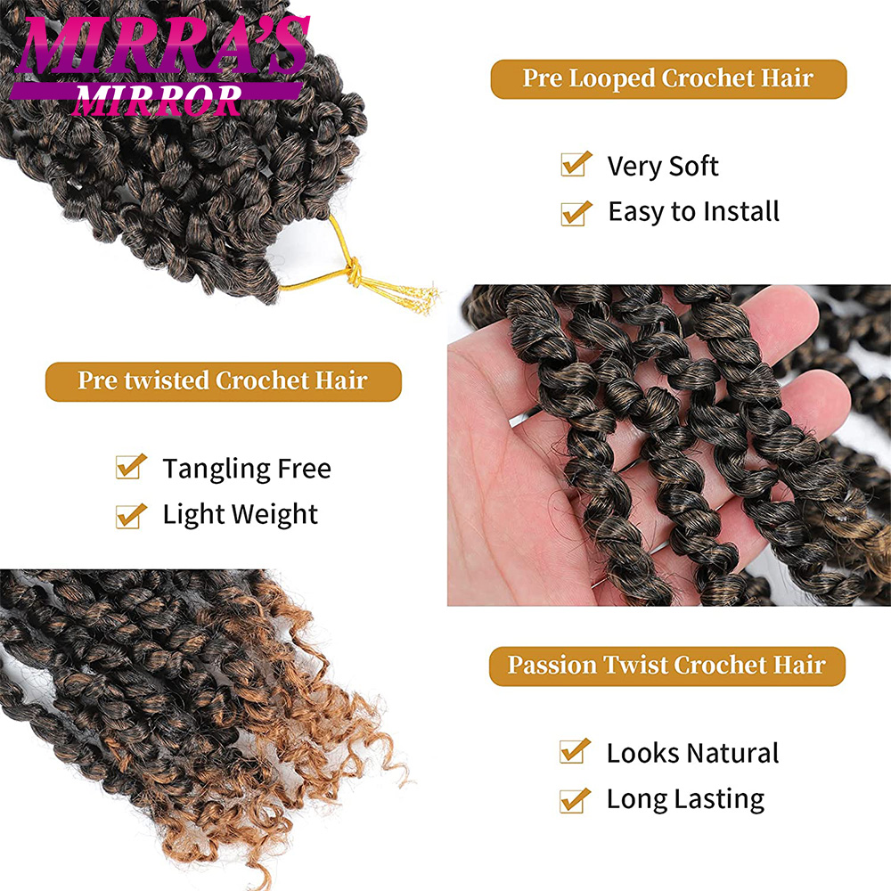 Bob corto Pre Twisted Passion Twist Crochet Hair 6/8 pulgadas trenzas de ganchillo pre-bucle para mujeres extensiones de cabello trenzado sintético