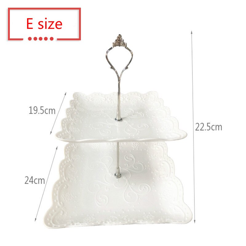 European three-story two-story fruit plate dry tray afternoon tea dessert trays baking table multi-story cake rack cafe tables: E size 2 layers
