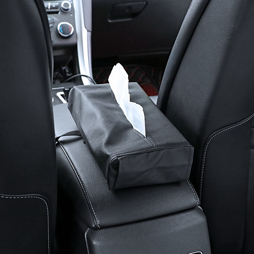 Car Tissue Box Cover Car Styling Napkins Holder Portable Leather Tissue Box Automobile Interior Accessories Container Convenient