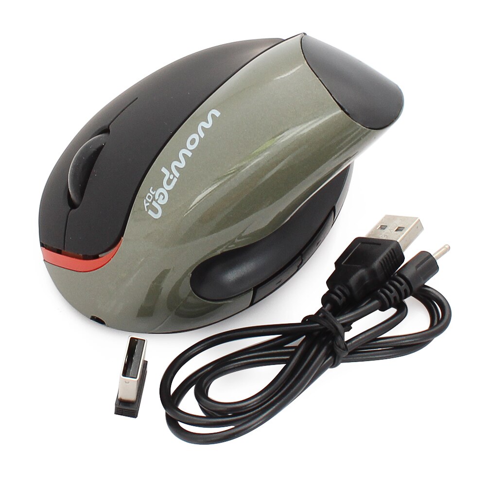 Chyi 5d 1600 dpi vertikale kabellose maus, ergonomische handgelenkschonende maus, wiederaufladbare maus für pc und laptop, für ein gesundes leben: Graue vertikale maus