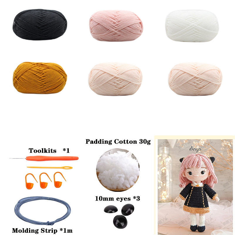 Gehaakte meisjes Amigurumi gehaakte pop truien DIY haak meisjes materiaal Kit met garen accessoires patroon kinderen cadeau Home Decor: marine
