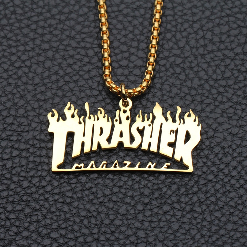 Vlam Engels Kettingen Mens Brief Hangers Rvs Voor Mannelijke Accessoires Hip Hop Grote Gouden Ketting