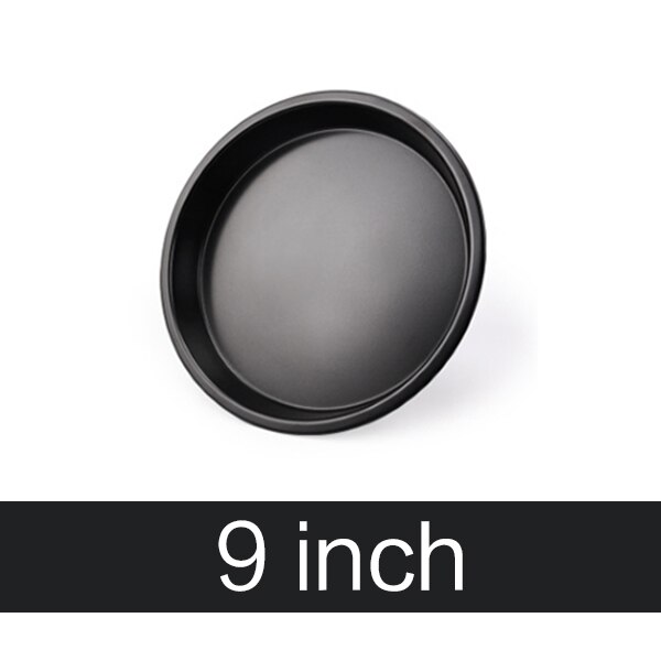 1Pcs Dikke 6/7/8/9/12/13-Inch Carbon Staal Non-stick Pizza schotel Ronde Pizza Plaat Diy Thuis Bakken Lade Bakvorm Oven: 9 inch