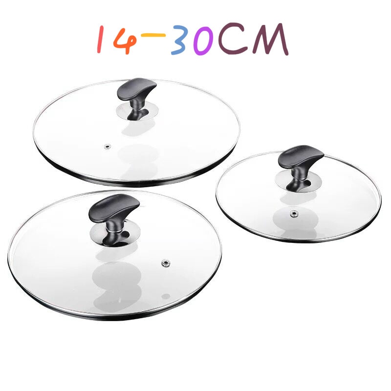 14-30CM Universal Cookware Cover Tempered Glass Lid For Frying Pan Saucepan Cooking Pot Wok With Knob Kitchen Cooker Accessories