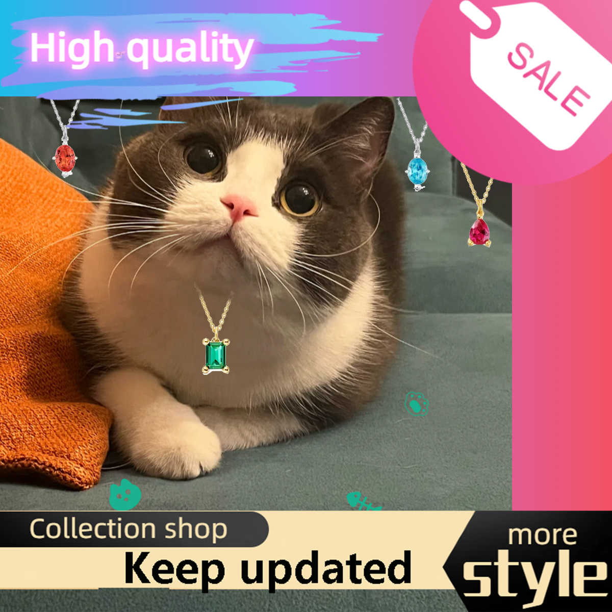 Accessoires pour chat, nouveaux bijoux originaux espagnols, collier en cristal plaqué or, luxe exquis, senior pour filles, tendance 2025