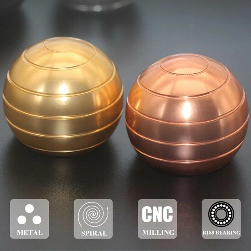 Fidget Toys Metal Gyro Desktop Ball Rotary Gyro Aluminum Alloy Round Metal Kinetic Decompression Toy