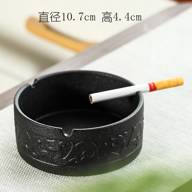 Cenicero de cerámica con tapa para el hogar, Cenicero de Estilo Vintage para sala de estar, mesa de té, suministros de decoración de oficina: Azul