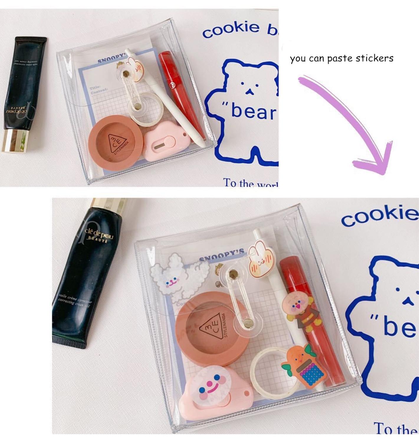 Sharkbang Multifunctional Thickened Transparent PVC Winding Storage Bag File Folder Desk Document Bag Makeup Organizer Bag 16CM