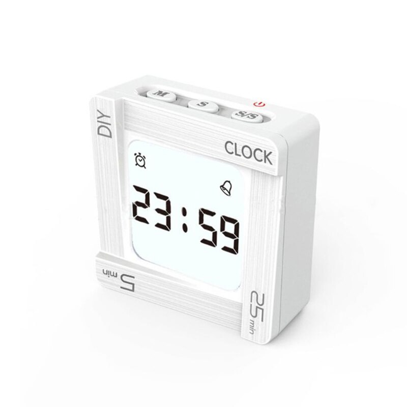 Multifunctional DIY Time Management Pomodoro Timer Square Alarm Clock Vibration Flashing Backlit Timer Reminder: 02