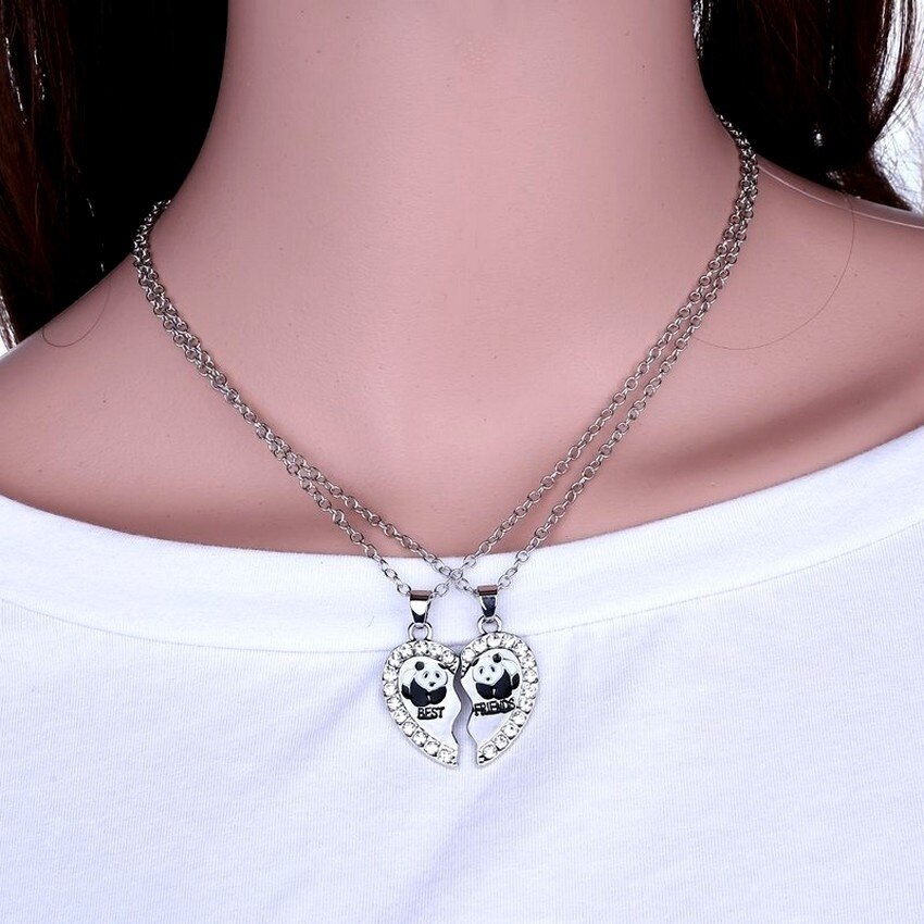 Delysia re 2 pz/set Panda due e mezzo amore collana carino intarsiato con pendenti di cristallo Best Friends