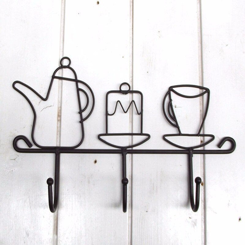 Ijzeren Haak Tuin Home Decoratie Cartoon Cup Vorm Hoed Rack Kleerhanger Black Iron Oor Sluiting 1 Pcs