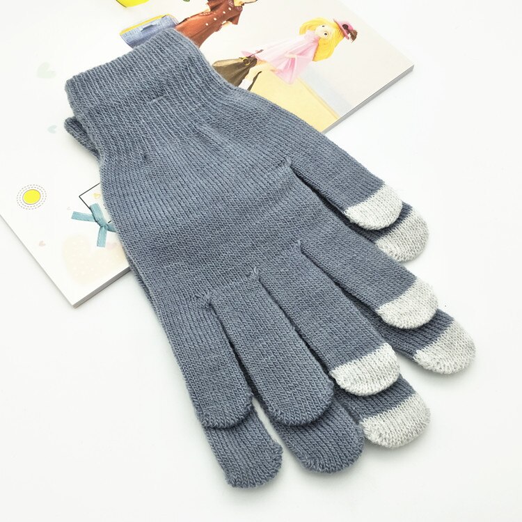 Luvas femininas com touch screen, luvas grossas de alta qualidade, elásticas e estilosas, luvas de dedo elegantes e chique: gray