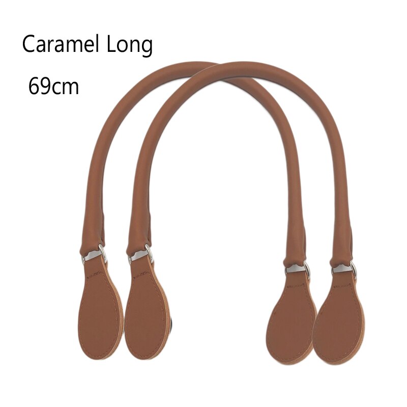 Longo falso couro alças redondas alça de cinto d fivela gotas para clássico mini obag cesta balde chique o bolsa acessórios: Long Caramel