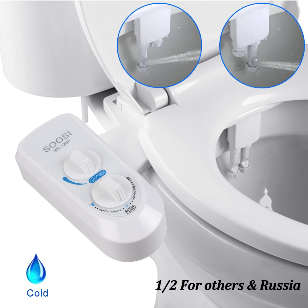 Non-Electric Bidet Toilet Seat Attachment with Dual Self Cleaning Nozzle Muslim Washing Mechanical Bidet Sprayer in Stock: SS-1200 1 2 Others