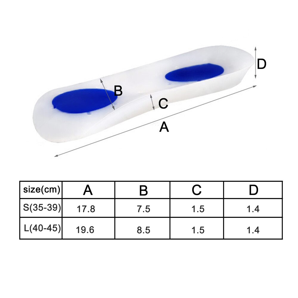 1 par silikone indlægssåler svangstøtte ortopædiske silikone sko indlæg hælskåle 3/4 smertelindrende plantar fasciitis indlægssåler unisex
