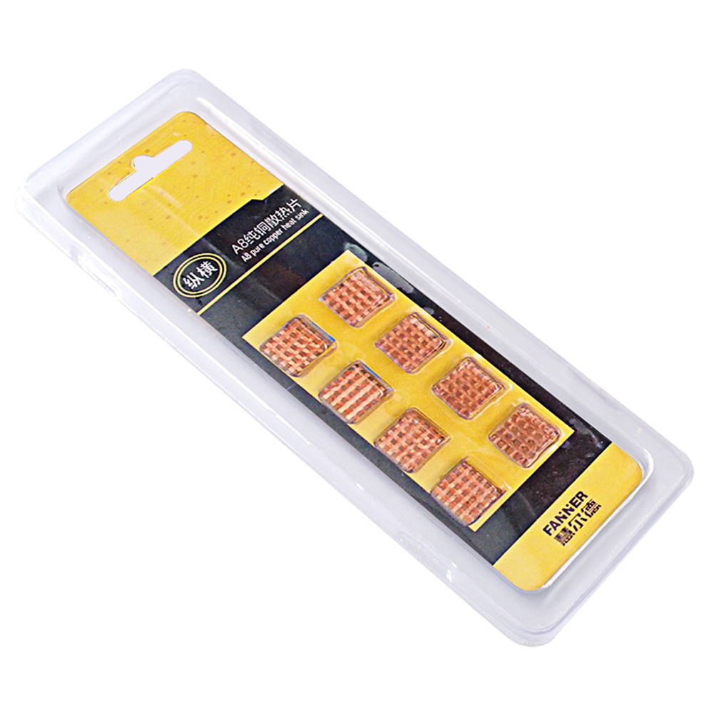 8pcs/Set Pure Copper RAM Heatsink Cooler Adhesive Back PC Computer Cooler RAM Heat Sink Graphics Card Memory IC Chip Radiator