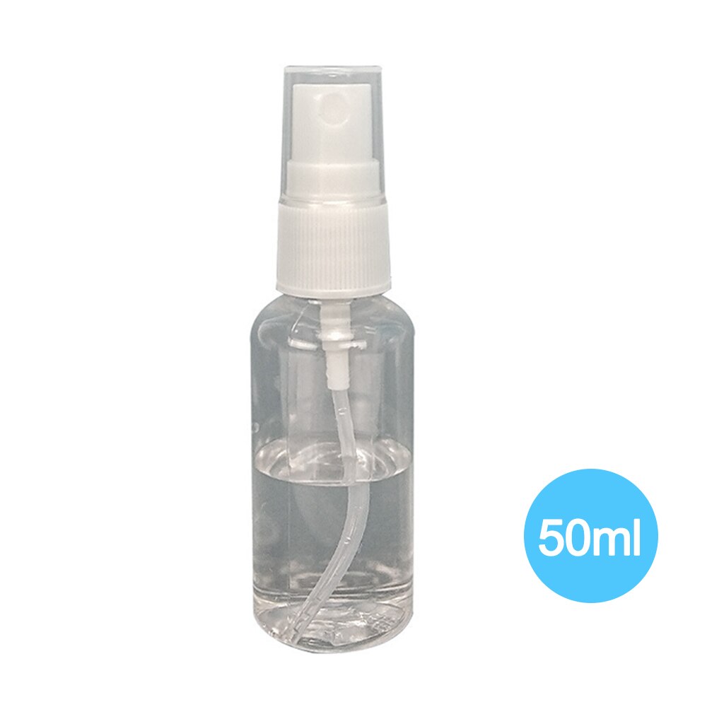 10-100ml bärbara genomskinliga tomma alkoholspray påfyllningsbar mini parfymflaska kosmetisk vätskebehållare plast atomizer pump: 50ml
