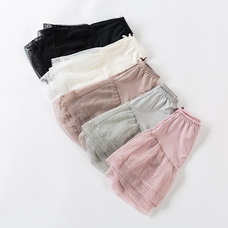 Lace Mesh Safety Short Pants Women Seamless Boyshorts Girls Under Skirt Shorts Pantie Female Home Comfortable Basic Pajama Pants