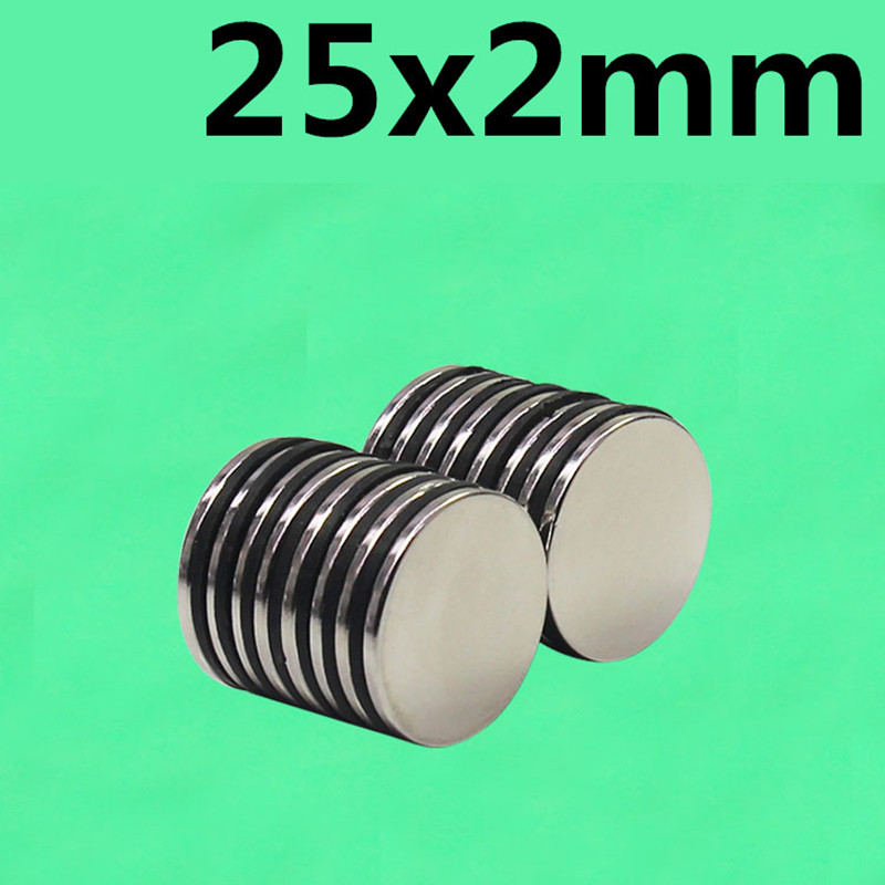* 5pcs 25x2mm N35 Super Sterke Krachtige Kleine Ronde Zeldzame Aarde Neodymium Magneten 25x2mm