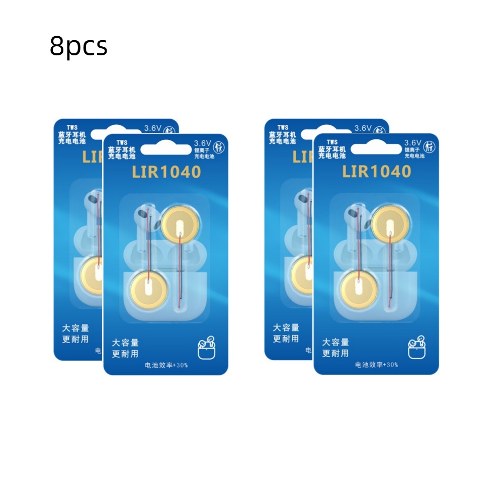 2-10PCS LIR1040 Battery For Bluetooth Headset 3.6V 35mAh Steel Shell Button Battery: WHITE
