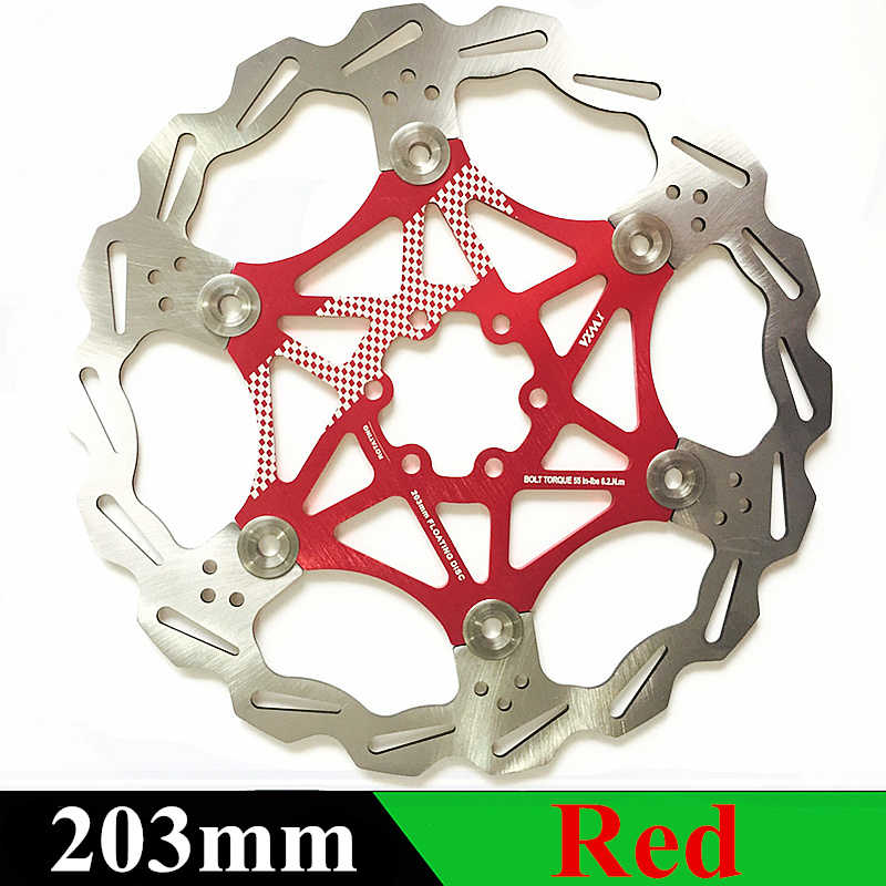 Rotor de freio hidráulico para bicicleta vxm, rotor de freio a disco flutuante, mtb, 160mm/180mm/203mm, liga de bicicleta peças de bicicleta de freio com rotores flutuantes de 6": VXM 203 Red