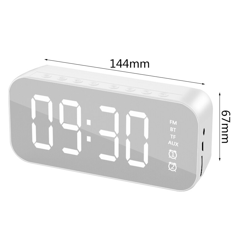 Wielofunkcyjny doprowadziło cyfrowy podwójny budzik Bluetooth głośnik z radiem FM doprowadziło lustro bezprzewodowy odtwarzacz muzyczny drzemka temperatura
