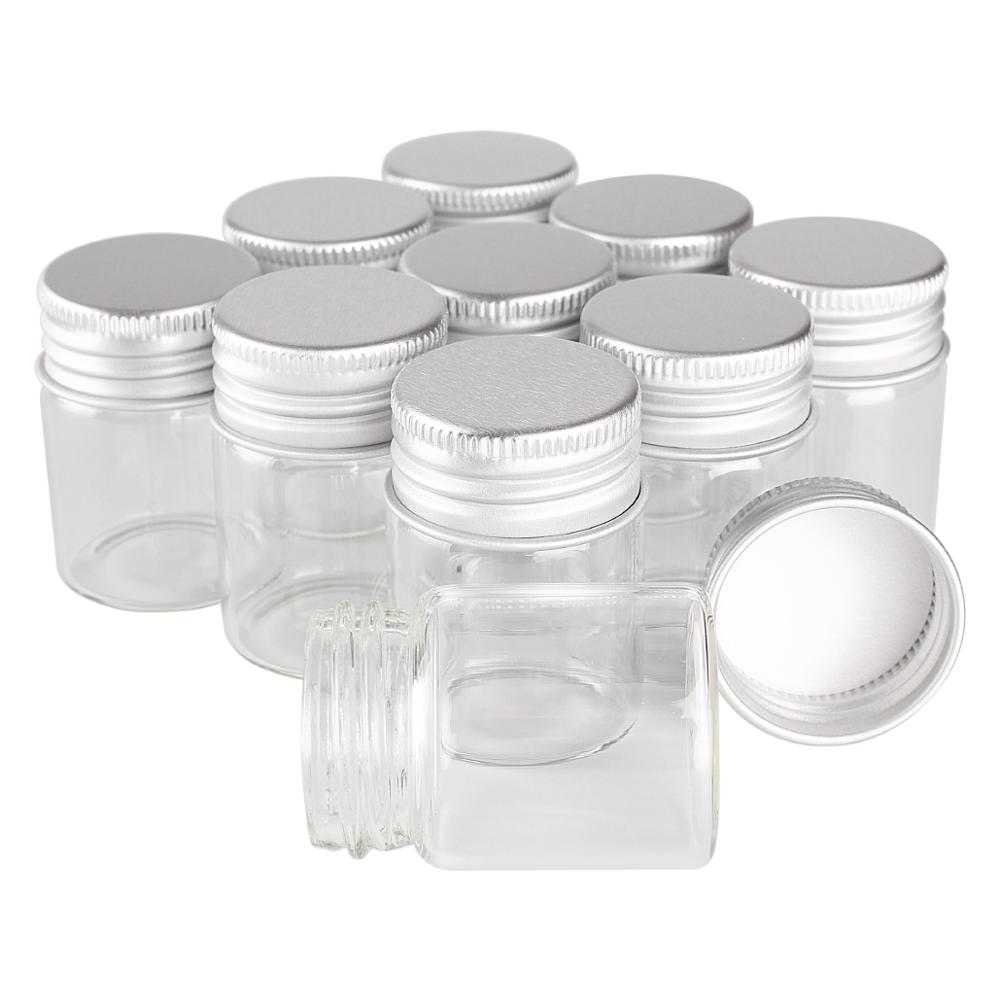 24Pcs 15Ml Maat 30*40Mm Transparant Glas Parfum Spice Flessen Tiny Potten Flesjes Met Zilveren Schroef cap Diy Craft