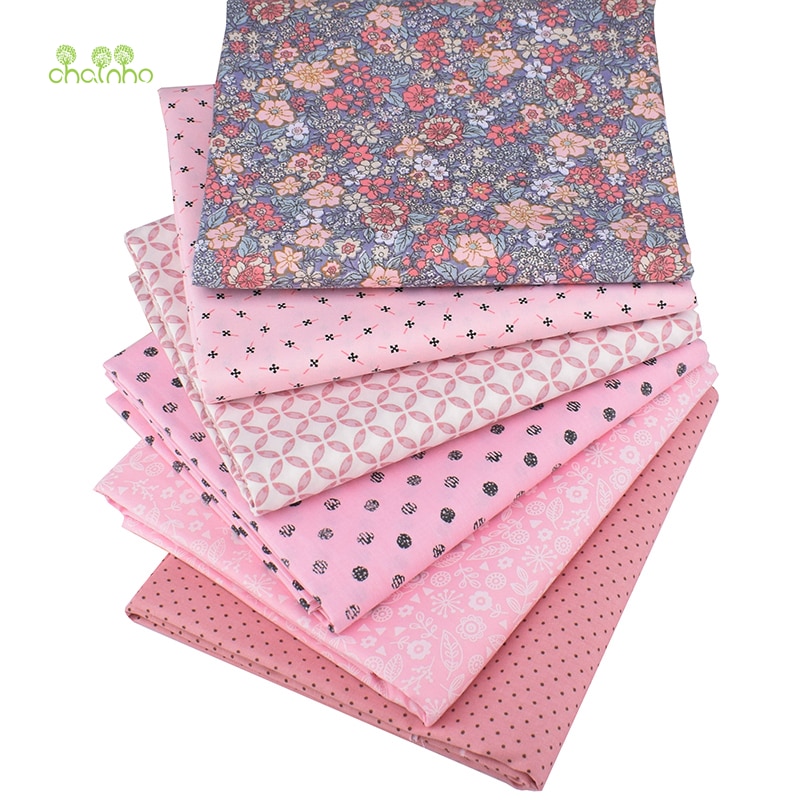 Chainho,6 Stks/partij, Roze Bloemen Serie, Gedrukt Twill Katoen Stof, patchwork Doek Voor Diy Naaien Quilten Baby & Kinderen Materiaal