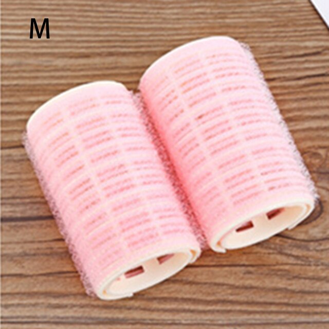 Flequillo de aire fijable, tubo rizador de plástico, plancha autoadhesiva mágica para rizar el cabello, figura perezosa, rizadores de pelo: Pink-M