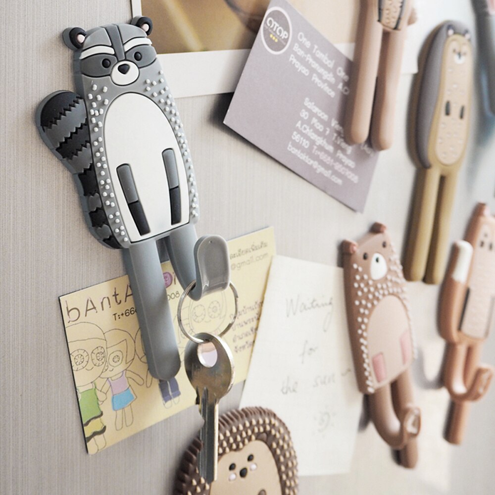 Animals Magnetic Hooks Removable Decorative Fridge Sticker Refrigerator Message Magnet Coat Hanger Key Holder Storage Hook
