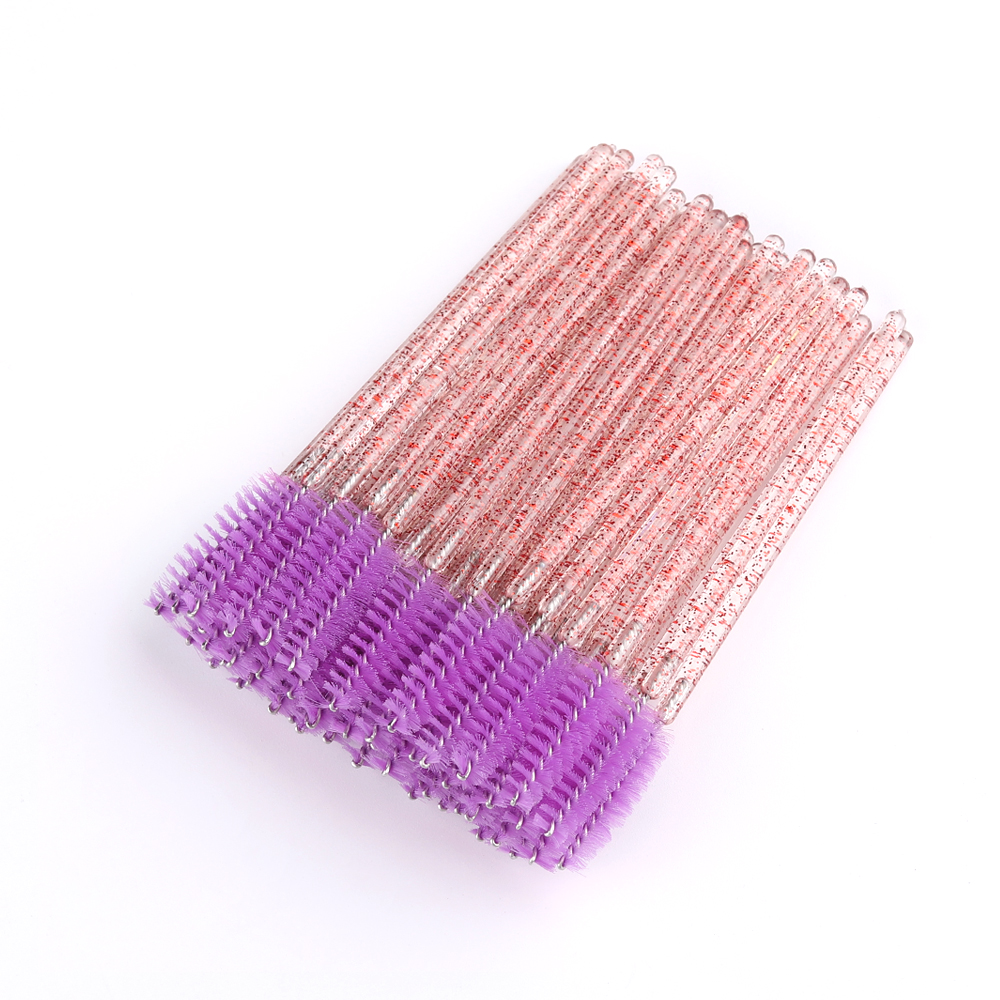 50 Uds. De cepillos desechables para extensión de pestañas, cepillo para cejas de cristal, varita para rímel, pestañas, juego de herramientas cosméticas, maquillaje de belleza: Beige