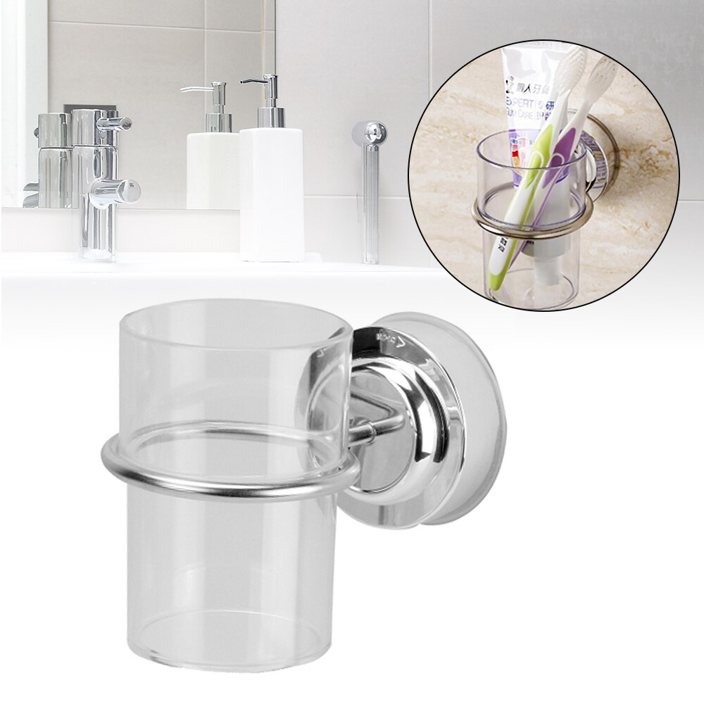 1 sæt enkelt kopper holder badeværelse ingen stansebakke rack sugekop tandbørste tumbler holder væg badekar rack