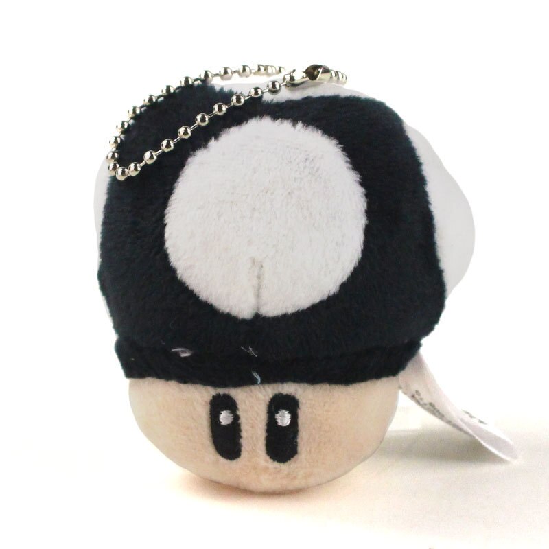 1Pcs 8Cm Super Mario Bros Mushroom Pluche Sleutelhanger Speelgoed Super Mario Bros Toad Mushroom Soft Gevulde Pluche Hanger voor Kids: 8cm Black