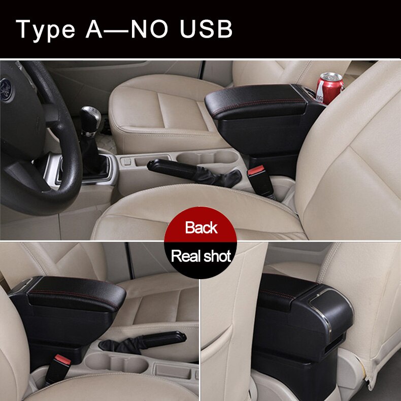 Boîte universelle d'accoudoir de voiture Auto accoudoir Central Pad Interface Usb Automobile boîte de rangement intérieure pièces de modification réglables: A Black red line